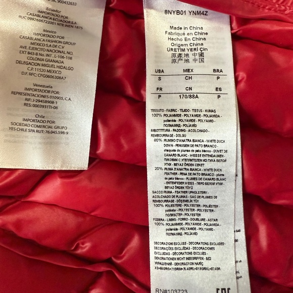 Armani Exchange Women's White Duck Down Red Jacket Size S - Picture 9 of 11